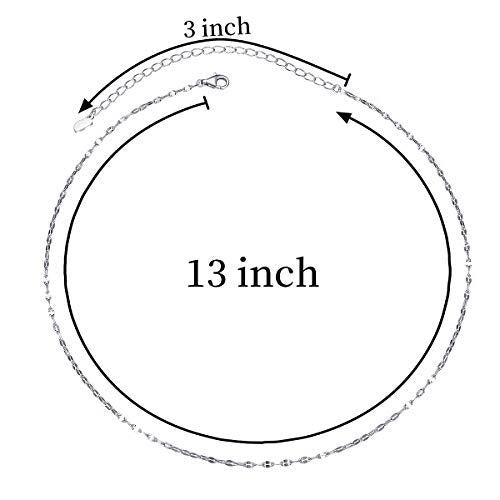 Ladytree S925 Sterling Silver Dainty Simple Choker Necklace,Rolo Chain,Adjustable 13 inches to 16 inches - style: 04_Lace Chain Choker
