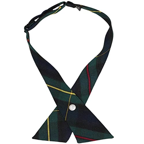 tiemart Crossover Tie - color: Hunter Green and Navy Blue Plaid