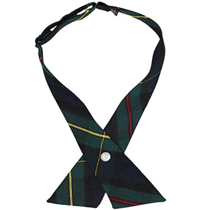 tiemart Crossover Tie - color: Hunter Green and Navy Blue Plaid