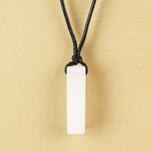 FANASY Natural Gemstone Pendant Necklace for Men Healing Crystal Pendant Adjustable Black Rope Necklace Jewelry Gifts for Women Men - color: Clear Quartz