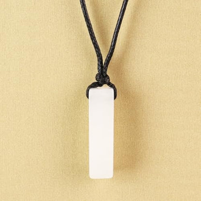 FANASY Natural Gemstone Pendant Necklace for Men Healing Crystal Pendant Adjustable Black Rope Necklace Jewelry Gifts for Women Men - color: Clear Quartz
