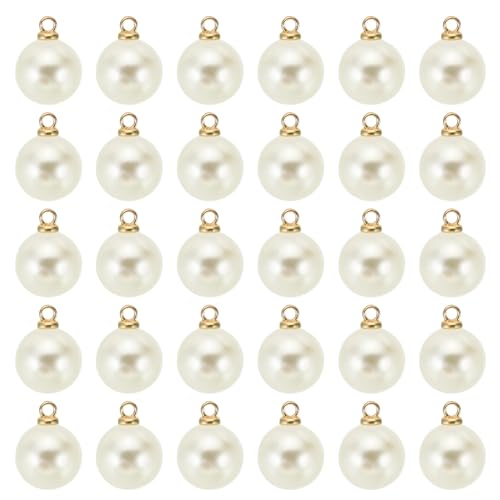 PATIKIL Pearl Charm, 100pcs Pearl Beads Faux Pearl Pendant Charm DIY for Jewelry Making Bracelets Earrings Necklace Crafts - color: Golden Beige, size: 10mm