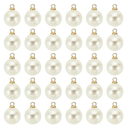 PATIKIL Pearl Charm, 100pcs Pearl Beads Faux Pearl Pendant Charm DIY for Jewelry Making Bracelets Earrings Necklace Crafts - color: Golden Beige, size: 10mm