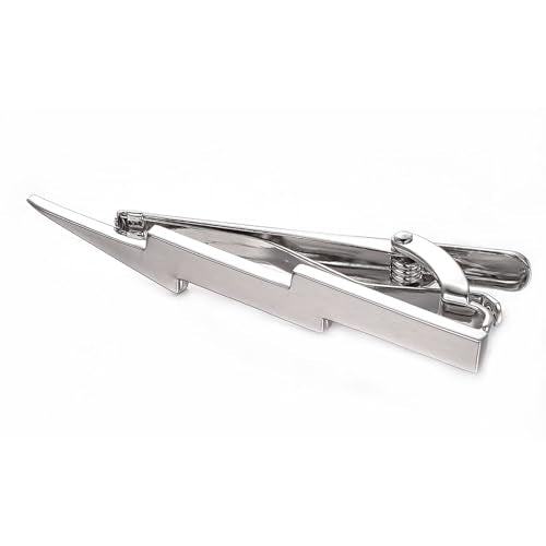 Yoursfs Lightning Bolt Tie Clip for Men Unique 316L Stainless Steel Novelty Tie Bar Super Hero Cool Tie Clips for Valentine's Day Gifts - color: Silver