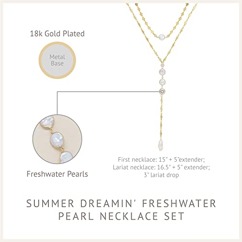 Ettika Lariat Necklace for Women. Gold Drop Necklace, Necklaces for Women. 18K Gold or Rhodium Plated Chain. Trendy Jewelry - color: N1940 Gold