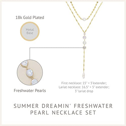 Ettika Lariat Necklace for Women. Gold Drop Necklace, Necklaces for Women. 18K Gold or Rhodium Plated Chain. Trendy Jewelry - color: N1940 Gold