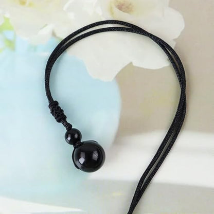 Anjiucc Natural Gemstone Healing Crystals Necklace, Adjustable Chakra Beads Pendant for Women Men, Protection, Energy Balance - color: Black Obsidian