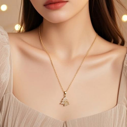 Sunflower Fidget Necklace for Women Gold Moon Necklace Rotating Heart Necklaces Spinning Crystal Flower Anxiety Necklaces Crescent Moons Jewelry Accessories - color: Gold Tree