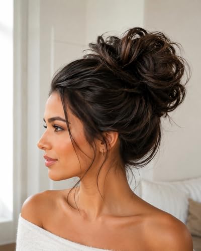 CAISHA Small Scrunchy Updo Hairpiece Ponytail Extensions Hair Tie Brown G2C - color: brown #4A G2C