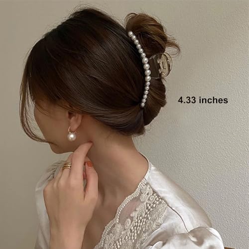 Pearl Hair Clips,Elegant Hair Clip Strong Hold Jaw Clips,Big Pearl Hair Claw Clips Barrettes Nonslip Birthday Mother's Day Wedding Gift for Women Girls Daughter Girlfriend (6 Pack) - size: 1 Count (Pack of 6)
