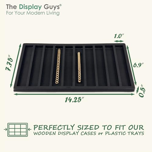 2-Pack 10-Compartments Vertical Flocked Velvet Jewelry Display Inserts - Tray/Case Liners - Bracelet Necklace Storage, (Black) by The Display Guys - color: Black, size: Compartments - 10