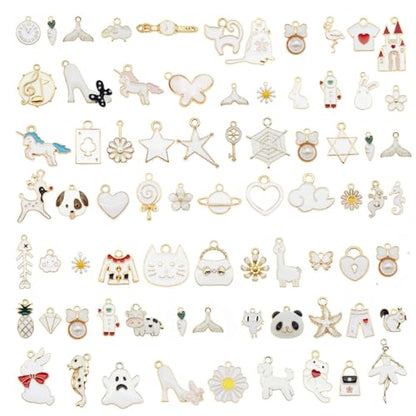 30pcs Mixed Enamel Charms Pendants for Jewelry Making Bulk lot Necklace Earrings Bracelet Craft Findings - color: White