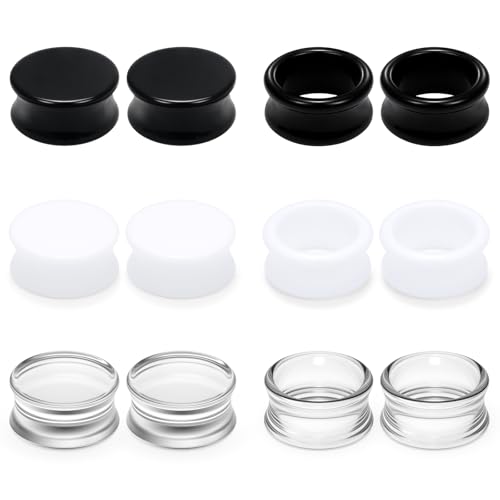 Ears Gauges Tunnels Plugs for Women Acrylic Solid Tunnel Ear Gauge Stretching Kit 6G to 1 1/4 Inch (4MM- 30MM) Expander Stretcher Plug Earrings Piercing Jewelry for Women Black White Clear - style: almost 7/8 inch, Black White Clear