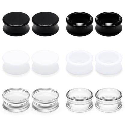 Ears Gauges Tunnels Plugs for Women Acrylic Solid Tunnel Ear Gauge Stretching Kit 6G to 1 1/4 Inch (4MM- 30MM) Expander Stretcher Plug Earrings Piercing Jewelry for Women Black White Clear - style: almost 7/8 inch, Black White Clear