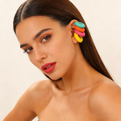 4pcs Chunky Gold Silver Ear Cuff Set for Women Punk Metallic Twist Non Piercing Clip Cuff Earrings Trendy Jewelry Set for Daily Party - style: style C