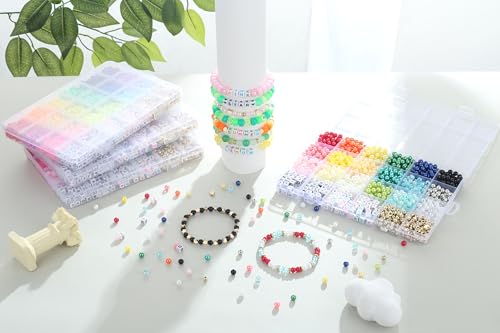1260 Pcs Pearl Beads Bracelet Making Kit 6mm Pearl Beads for Crafts Friendship Bracelet Kit 6mm Beads for DIY Crafts - color: Pearl beads