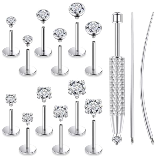 F136 Titanium 20/18/16g Flatback Earrings Nose Lip Rings Jewelry - color: White, size: 18g