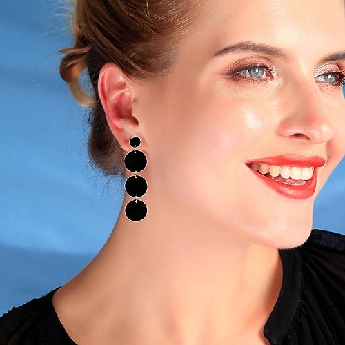 Round Acrylic Geometric Dangle Earrings，Resin Disk Drop Earrings for Women，Boho Lightweight Geometric Statement Summer Beach Jewelry for Women
