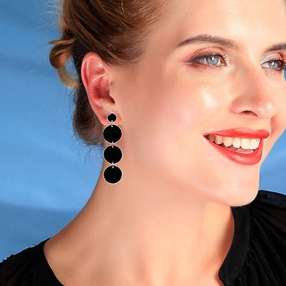Round Acrylic Geometric Dangle Earrings，Resin Disk Drop Earrings for Women，Boho Lightweight Geometric Statement Summer Beach Jewelry for Women
