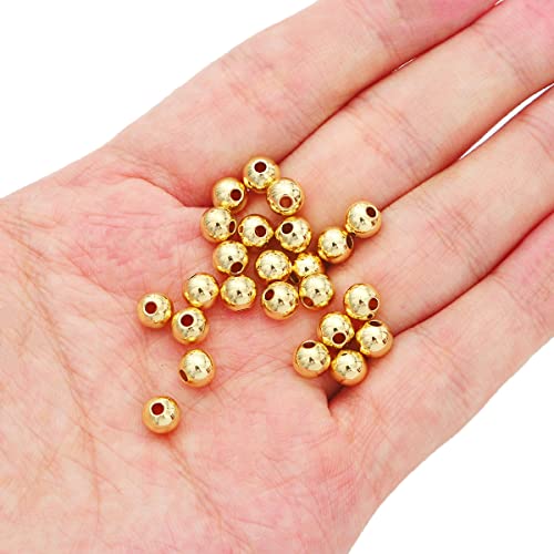 14K Gold Plated Round Spacer Beads 6mm 30pcs for Jewelry Making Findings Non Tarnish - color: 14K Gold, size: 6mm