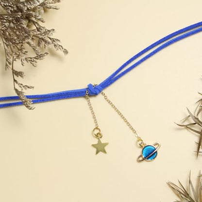 Nova&Aria Chokers Set For Women Heart Choker Necklaces Flower Pendant Velvet Cute Pink Turquoise Blue White Black Choker Necklace Christmas Colorful Lace Chokers - color: Blue
