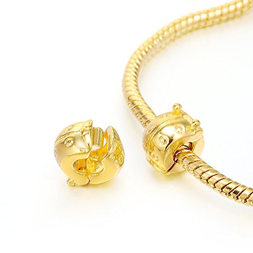 RUBYCA 20pcs Gold Color Clip Lock Stopper Clasp Beads DIY fit European Charm Bracelet Model 074 - color: Model 074 Gold Plated, size: 20 PCS