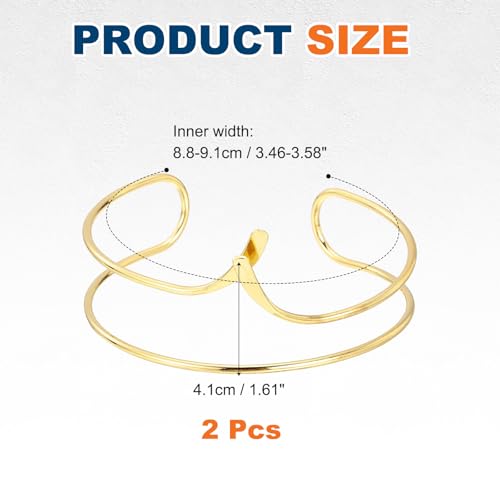 MECCANIXITY 2Pcs Arm Cuff Bracelet for Women, Two-Wire Upper Arm Cuffs Open Adjustable Minimalist Cuff Bangle Bracelet Set Stackable Armband - color: Gold