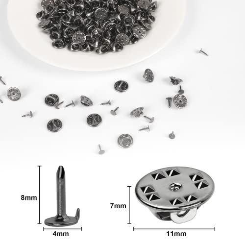 JANYUN 120 Pairs Butterfly Clutch Tie Tacks Pin Back Safty Secure Locking | Holder Clasp Lock Backings,Replacement with 8mm Length 4mm Width Blank Pin for Brooch Lapel Enamel Craft Making - color: Black, size: 4mm