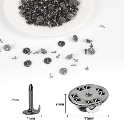 JANYUN 120 Pairs Butterfly Clutch Tie Tacks Pin Back Safty Secure Locking | Holder Clasp Lock Backings,Replacement with 8mm Length 4mm Width Blank Pin for Brooch Lapel Enamel Craft Making - color: Black, size: 4mm