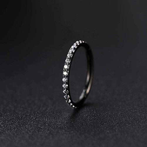 GAGABODY Surgical Steel Hypoallergenic Nose Ring Earring CZ Hoop for Unisex | Hinged Seamless Clasp,Used in Nostril,Septum,Lip,Eyebrow,Nipple and All Ear Piercings.22G to 12G,Inner Diameter 5mm to 14mm - color: Style1:Black+Clear CZ, size: 16G-6mm