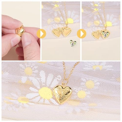 SUNNYCLUE 20Pcs Photo Frame Heart Charm Brass Locket Charms Gold Metal Love Shaped Openable Memory Picture Frame Pendants for Jewelry Making Necklace Earrings Keychain Bag DIY Crafts Memorial Gifts