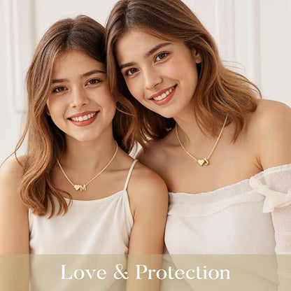Turandoss Heart Initial Necklace A-Z Letter Teen Girl Gifts Trendy Stuff | Heart Initial Necklaces, 14K Gold Plated, A-Z Letter Pendant Necklace, Birthday Gifts for Women Teen Girls Trendy Jewelry - color: Gold, style: F