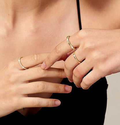 DEARMAY 14K Gold Plated Stackable Rings Set Women Non Tarnish | Dainty Diamond CZ Stackable Ring Set. Thin Thumb Fashion Pack, Unique Statement Jewelry Sizes 5-10. - size: 8