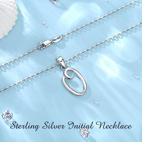 EUDORA Sterling Silver Initial Necklaces for Women, Classic 26 Letter Neckless Gifts for Girls, Sister, Mother Daughter, 18 inch Chain - style: O