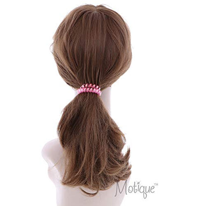Irridescent Coil Pony Holders - Set Of 5-Pink - color: Pink