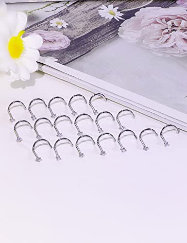 18G 20G 22G Nose Rings Studs with Cubic Zirconia 316L Surgical Steel Straight Screw L Shaped Nose Studs Piercing Jewelry for Women Men Girl CZ 1.5mm 2mm 2.5mm 3mm 20Pcs - color: B:20G Screw- Silver 1.5mm