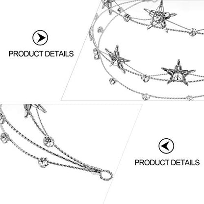 Beaupretty Bling Rhinestone Star Crown, Star Crystal Tiara and Crown Bridal Headpiece Alloy Hairband Wedding Jewelry for Women Girls, Silver - color: Silver