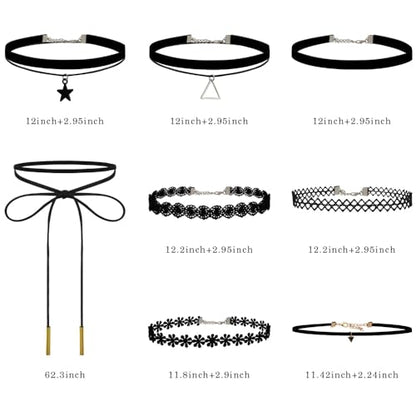 Choker Necklace for Women, Choker Necklaces for Woman, Black Choker, Chokers for Women - color: Bronze and Black 8pcs