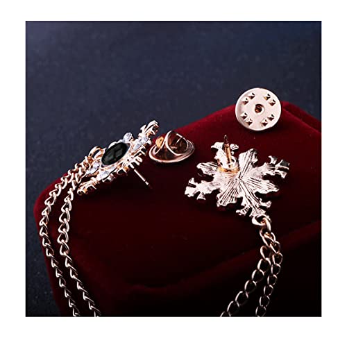 Collar Chain Pin for Men and Women - Hanging Tassel Brooch Lapel Pin for Business Suits - Bar Pin With Long Chain - Gifts - color: D: black