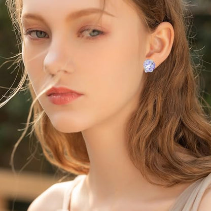 Butterfly Heart Birthstone Crystal Stud Earrings for Women S925 Sterling Silver Heart Birthstone Studs Birthday Gifts for Wife Mother Daughter Girlfriend Mom - color: 06-June
