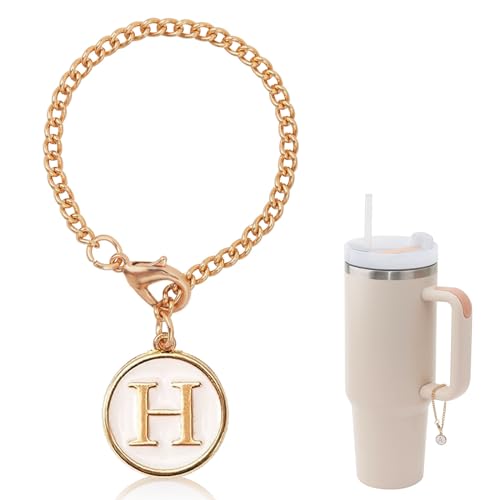 Letter Charm Accessories For Stanley Cup,Gold Initial Chain Water Bottle Name Id Charms for Tumbler,Yeti, Simple Modern Cups Handle - color: H