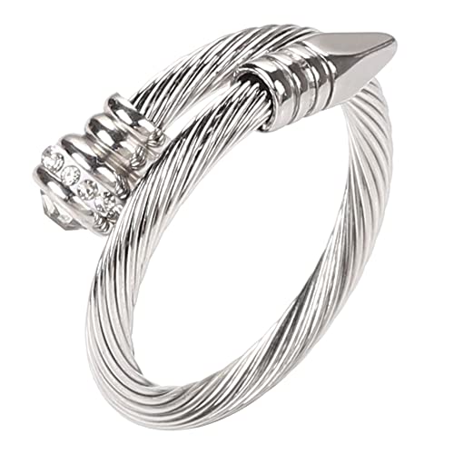 Dorriss Ring for Women Adjustable Cable Nail Rings Open Stackable Jewelry - color: A-Silver