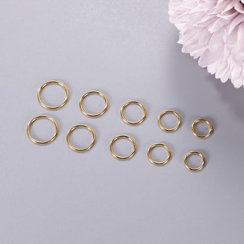 10Pcs 18G 20G Surgical Steel Nose Rings Hoops for Women Men Hinged Seamless Clicker Nose Hoops Cartilage Helix Tragus Daith Sleeper Earrings Hoop Hypoallergenic Nose Piercing 6/7/8/9/10MM - color: gold, size: 20G