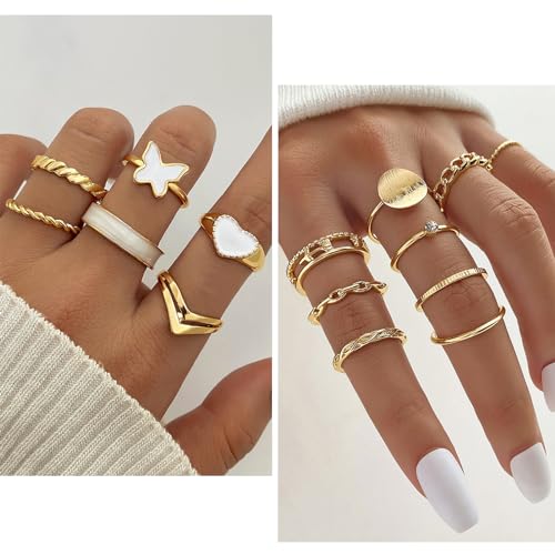 45 PCS Gold Jewelry Set for Women Dainty Dangle Earrings,Elegant Knuckle Rings,Adjustable Bracelets and Necklaces,Perfect Fashion Anniversary Birthday Party Gift,Trendy Jewelry Pack