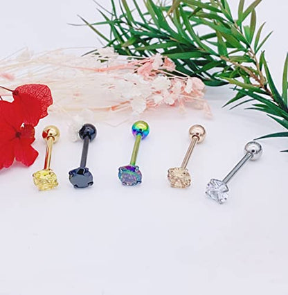 30-200Pcs 14G Surgical Steel Tongue Rings for Women Stainless Steel Nipple Rings Barbell Body Piercing - color: B: 30pcs cz style