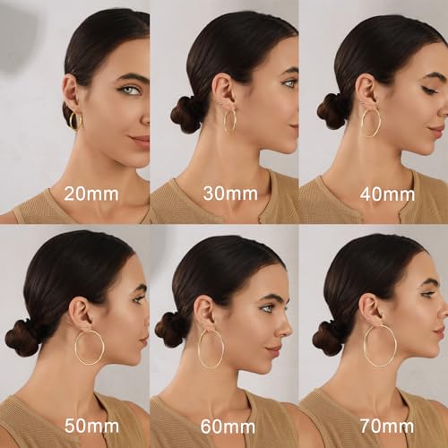 2mm Sterling Silver Big Hoop Earrings For Women - Large Hypoallergenic Circle Endless Thin Oversize Silver Hoops - color: Gold,40mm hoops