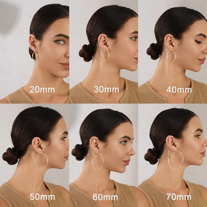 2mm Sterling Silver Big Hoop Earrings For Women - Large Hypoallergenic Circle Endless Thin Oversize Silver Hoops - color: Gold,60mm hoops