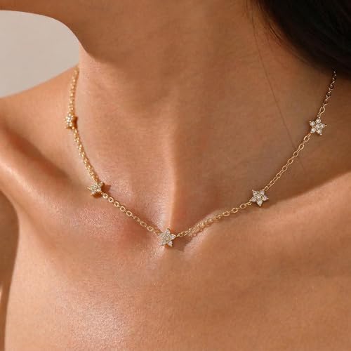 Coolkin 3 PCS Women Gifts Layered Gold Necklace for Women,14K Gold Plated Dainty CZ Pendant Layering Gold Necklaces Set Chain Choker Cubic Zirconia Necklace Trendy Jewelry Gifts - style: Rectangle CZ