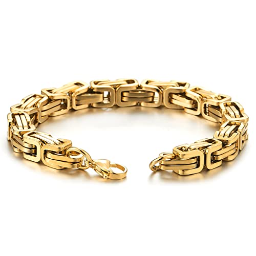 COOLSTEELANDBEYOND Mens Women New Stainless Steel Braided Link Bracelet Polished - color: G-Metal Color: Gold