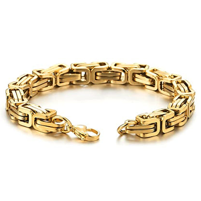 COOLSTEELANDBEYOND Mens Women New Stainless Steel Braided Link Bracelet Polished - color: G-Metal Color: Gold